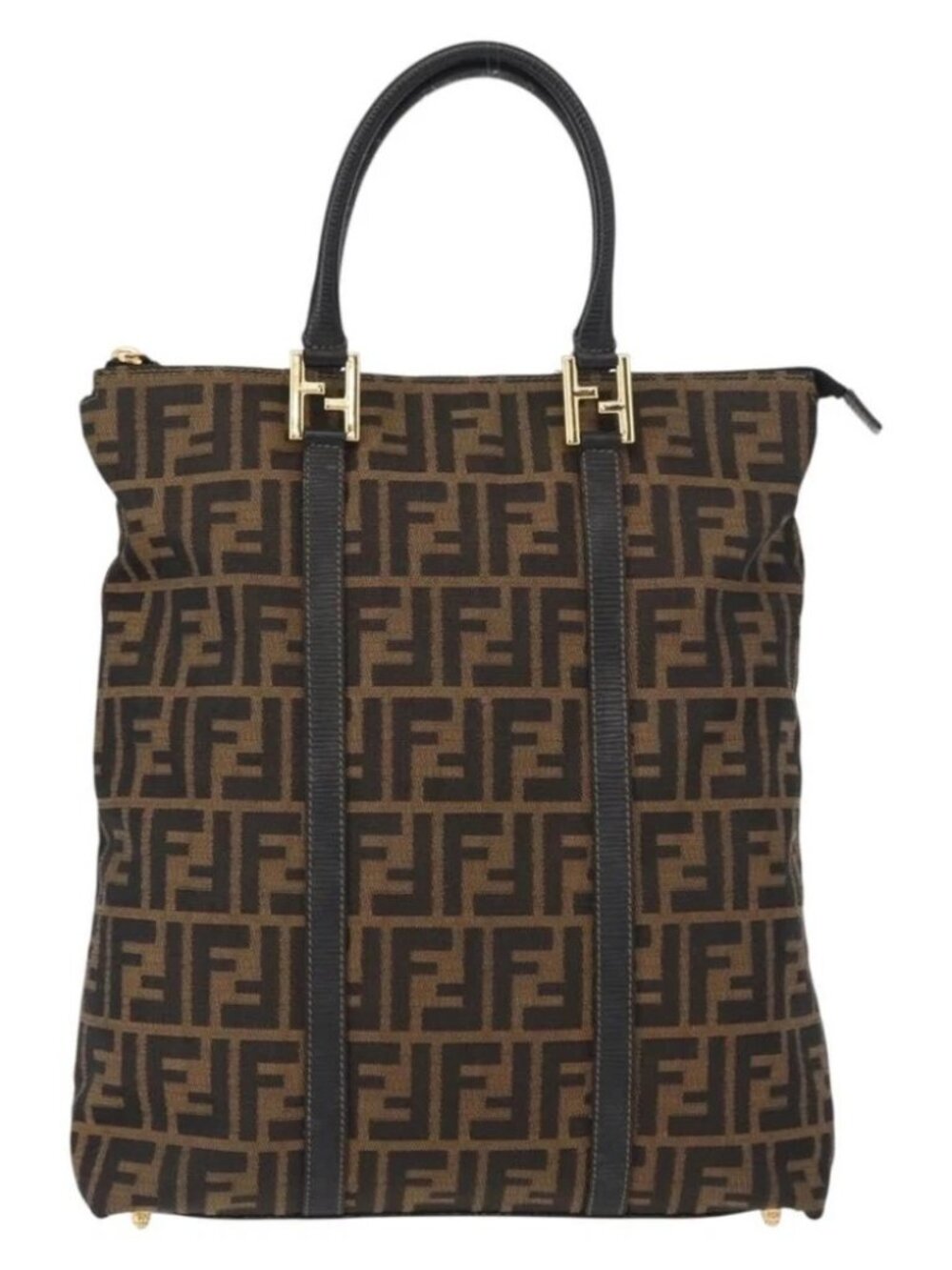 FENDI Zucca Canvas Tote Bag Black Brown Auth - Picture 2 of 16